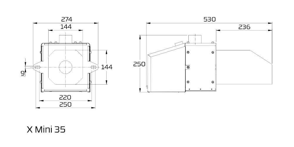 Maatschema - pellasx-x-mini-35-afmetingen